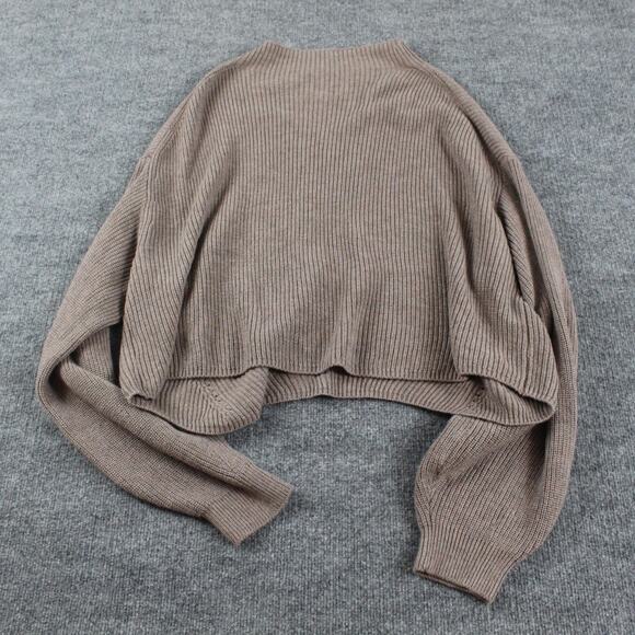 Le Ore Sweater 1X Lodi Pointelle Knit Pullover Walnut Brown Mock Neck Chic Work - Picture 7 of 12